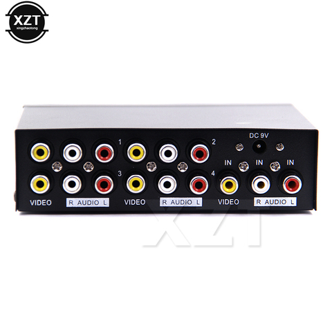 4 Port 1x4 Box AV Video Audio Splitter RCA Splitter RCA with Metal Housing 1 in FOR 4 out for DVD HDTV W Power Distributor new ► Photo 1/1