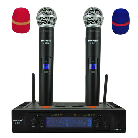 Freeboss M-2280 50M Distance 2 Channel Handheld Mic System Karaoke Party Dj Church UHF Wireless Microphone ► Photo 1/6