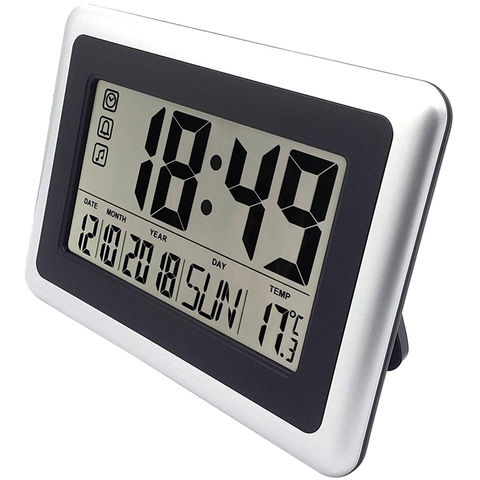 Large Display Digital Wall Clock,Silent Desk Shelf Clocks Calendar Temperature Thermometer Humidity Hygrometer Alarm Clock L ► Photo 1/6