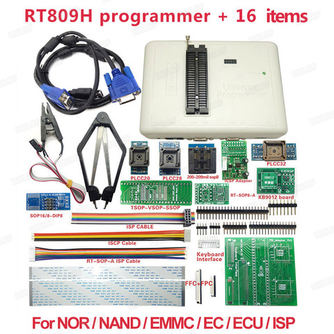 RT809H EMMC-Nand FLASH Programmer TSOP-VSOP-SSOP Adapter +14 Adapters  +SOP8 Test Clip+ IC Extractor Free Ship  ► Photo 1/6