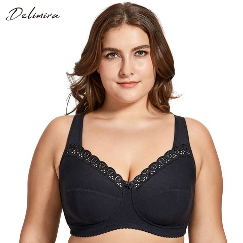 Delimira Women's Full Coverage Lace Wireless Non Padded Cotton Bra Plus  Size B C D E F H I J - Price history & Review, AliExpress Seller - DELIMIRA  Official Store