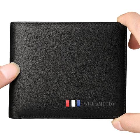 WilliamPOLO Soft Men Wallet Ultra Slim Credit Card Holder Genuine Leather Multi Card Case Purse Business Portable Fashion Wallet ► Photo 1/6