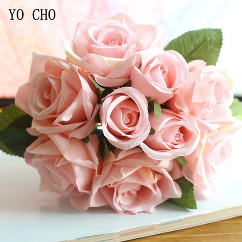 YO CHO Wedding Bouquet Polyester Roses Holder Wedding Flowers Bridal Bouquets Artificial Bridesmaids Accessories Wedding Bouquet ► Photo 1/6