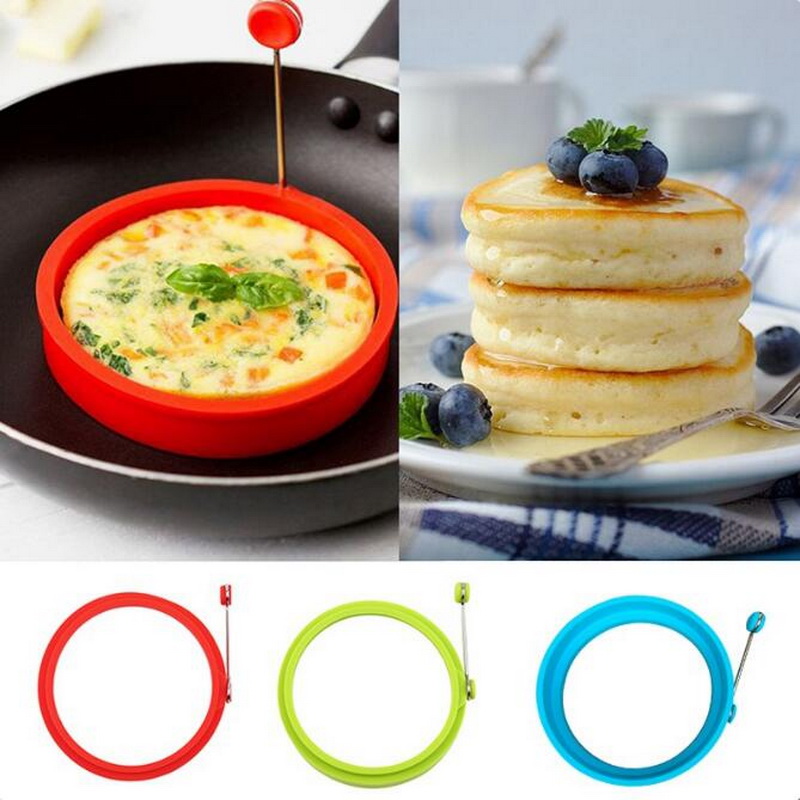 Silicone Fried Egg Pancake Rings Round Mould Shaper Frying Pan Oven Kitchen 