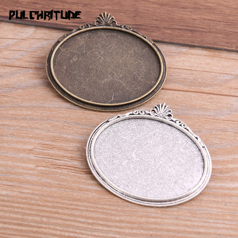  2pcs 30*40mm Inner Size Two Color New Product Oval Punk Brooch Cabochon Base Setting Charms Pendant ► Photo 1/6