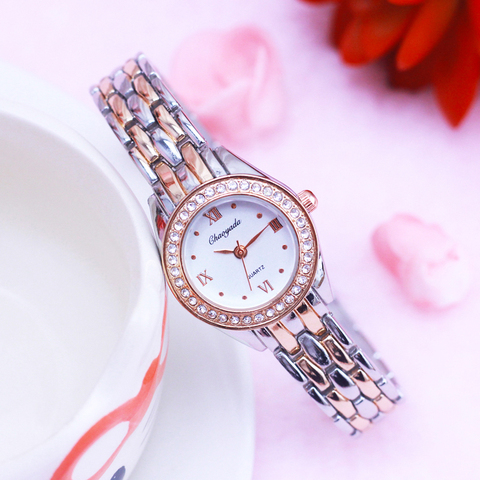 2022 hot seller women ladies rose gold silver office lady quartz watches hand catenary diamond fashion girlfriend gifts clock ► Photo 1/5