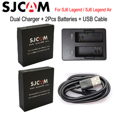 Original SJCAM SJ6 Legend Battery (2pcs Batteries + Dual Charger)1000mAh Rechargeable Li-ion Battery for SJCAM SJ6 Action Camera ► Photo 1/6