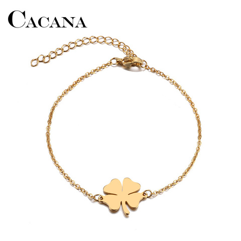 CACANA Clover Bracelet For Women Man Gold And Silver Color Pulseira Lover's Engagement 316L Stainless Steel Gifts Jewelry ► Photo 1/6