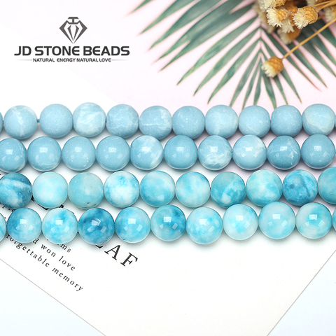 6 8 10 12MM Larimar gemstone Round Loose beads Matte Ocean Sea stone bracelet necklace for jewelry Making ► Photo 1/6