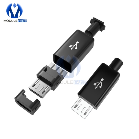 10PCS DIY Micro USB Male Plug Connectors Kit w/ Covers Black Diy Electronic ► Photo 1/6