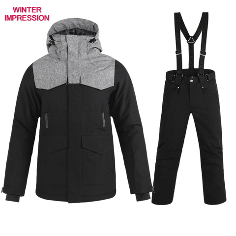 Free shipping  New Brand Ski Suit Men Winter Waterproof Coat High-Quality Snowboarding Sets Black Color Optional Ski Sets Male ► Photo 1/6