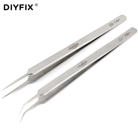 DIYFIX Precision Tweezers Ultra Thin Anti-static Straight Tips Forceps Pliers for Fly Line Fingerprint Phone Repair Hand Tool ► Photo 1/6