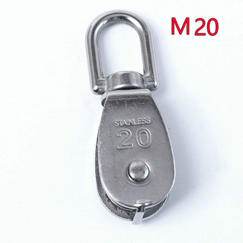 Stainless Steel M20 Pulley Steel Wire Pulley Single Wheel Swivel Lifting Rope Pulley Block For Wire Rope Durable Gravity Skating ► Photo 1/2
