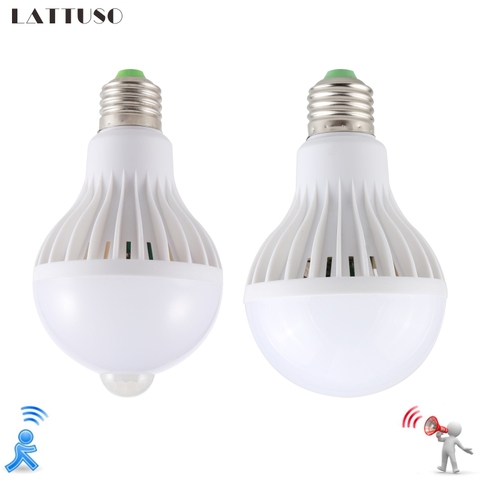 LATTUSO LED Bulb Motion Sensor Lamp 220V Led Bulb 9W E27 Sound+Light Auto Smart Led Infrared Body Lamp With Motion Sensor Lights ► Photo 1/6