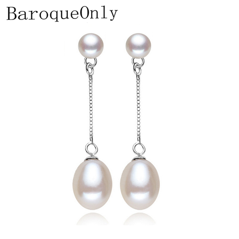 2022 new 100% genuine Natural long earrings fashion jewelry for Women 925 sterling silver pearl Jewelry double earrings gifts ► Photo 1/6