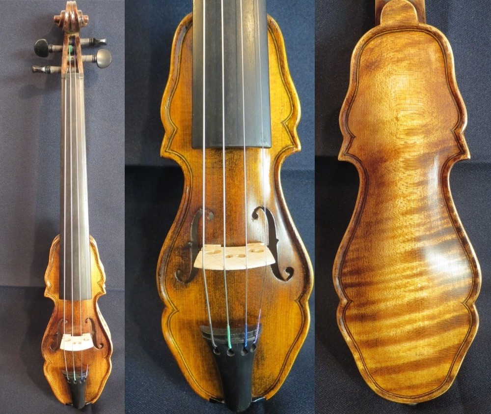 Mini violon fantaisie de style baroque, pochette faite à la main, 7 3/4  pouces, son
