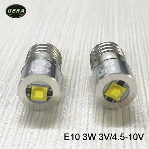 E10 3w 3watt 4v to 12V 10v 9v 6v 4.5v  led flashlight bulb torch light for driving lights and head lamp ► Photo 1/6