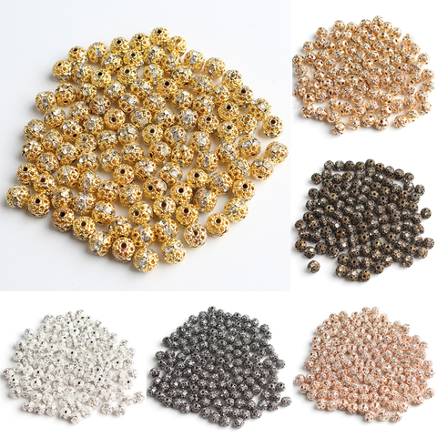 Wholesale 100pcs 6mm Metal Plated Crystal Rhinestone Ball Spacer Loose Beads For Jewelry Making Diy Bracelet Necklace Jewellery ► Photo 1/6