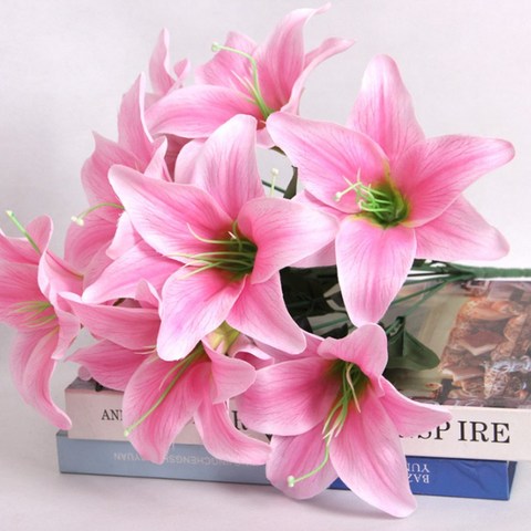 10 Heads Silk Flower Artificial Lily Flowers European Multicolor Fake Bridal Flowers Bouquet  Wedding Home Party Decoration ► Photo 1/6