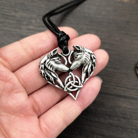 SanLan celtics wolf necklace viking norse couple heart jewelry ► Photo 1/6