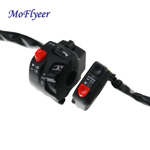 MoFlyeer 22mm Motorcycle Switches Motorbike Horn Button Turn Signal Electric Fog Lamp Light Start Handlebar Controller Switch ► Photo 1/6
