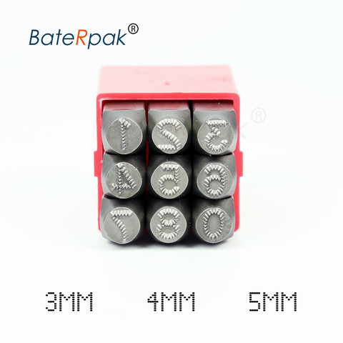 Numbers 3/4/5mm Dotted steel seal,BateRpak car chassis number stamp puncher Steel word punch stamp/matrix dot stamp,9pcs/box ► Photo 1/3