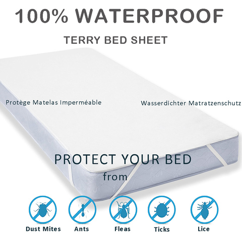 LFH New Terry Cloth Waterproof Bed Sheet For Mattress Pad & Topper With Band Bed Protector Waterproof Mattress Protector ► Photo 1/6