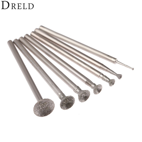 DRELD 7Pcs 1-8mm Diamond Grinding Head Mounted Points 2.35mm Shank Spherical Concave Jade Carving Burrs for Dremel Rotary Tool ► Photo 1/6