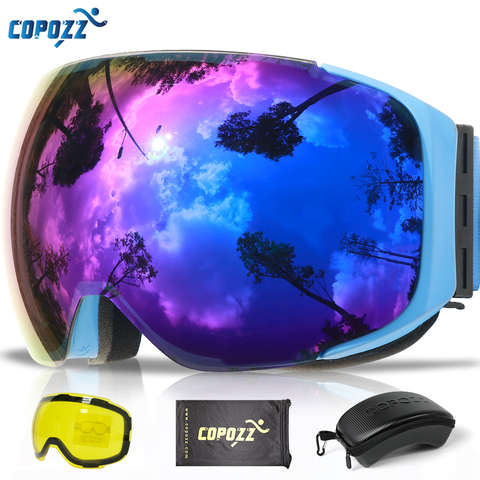 COPOZZ Magnetic Ski Goggles with 2s Quick-Change Lens and Case Set UV400 Protection Anti-Fog Snowboard Ski Glasses for Men Women ► Photo 1/6