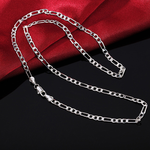 16-30inches 4MM chain women lady men hot Silver color exquisite luxury gorgeous charm fashion  Necklace Silver jewelry N102 ► Photo 1/3