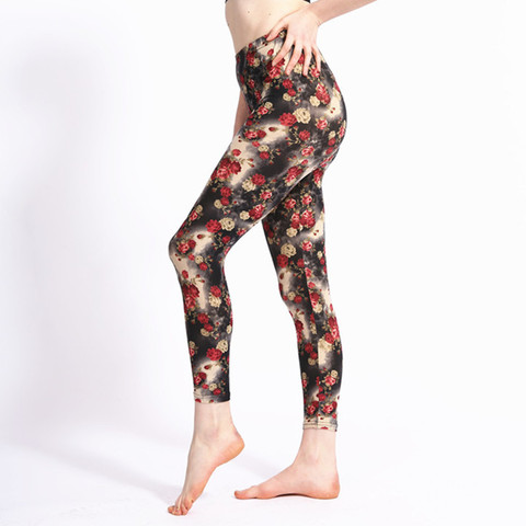 New Arrival Red Rose Flowers Printing Women Leggings High Waist Polyester/Spandex Soft Material Sexy Elastic Fitness Legging ► Photo 1/6