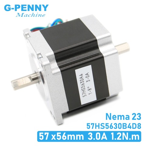 Nema23 Dual Shaft CNC Stepper motor 57x56 NEMA 23 stepper motor D=8mm 3A 1.26N.m double shaft stepping motor 180Oz-in ► Photo 1/6