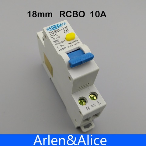 18MM RCBO 10A 1P+N 6KA Residual current differential automatic Circuit breaker with over current and Leakage protection ► Photo 1/6