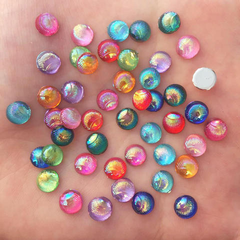 300pcs mix AB resin shiny 6mm mini shell round gem Flat back rhinestone appliques DIY Wedding scrapbook ornament craft SF564 ► Photo 1/6