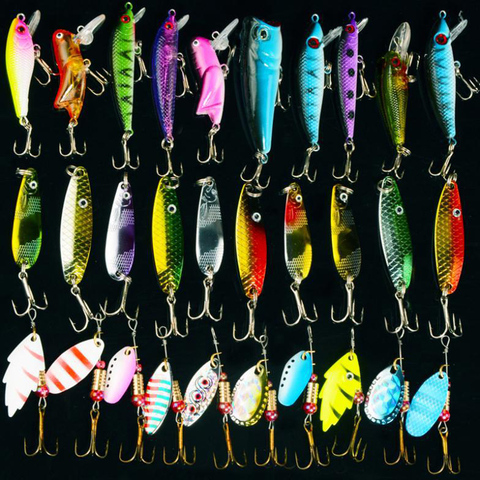 Free shipping 30pcs/lot Mixed Colo Fishing Lure Set Fishing Tackle Spoon/Spinner/Hard Lure Artifical Bait Pesca ► Photo 1/1