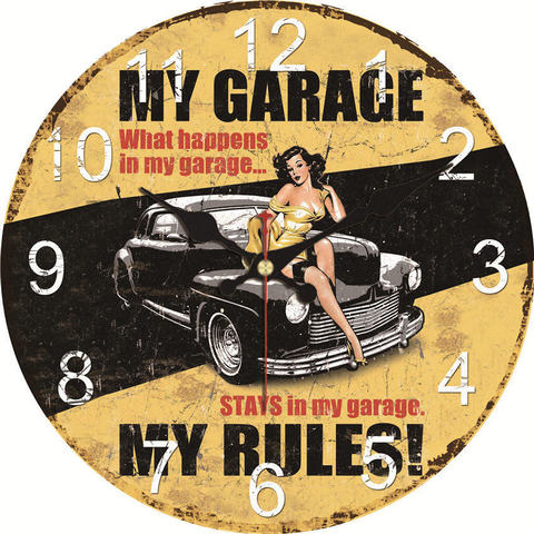 WONZOM Famous Car Beauty Modern Style Wooden Cardboard Clock,Round Wall Clock for Home Decor Living Room No Ticking Sound ► Photo 1/6