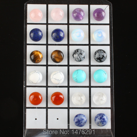 10X10MM Round Clear Quartz Lapis lazuli Howlite Stone Rose Pink Quartz Opal Obsidian Stud Earrings 1Pair ► Photo 1/5