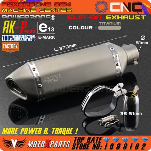 Modified Motorcycle E-Mark AK-P511 Exhaust Pipe Universal Muffler For CB CRB YZF TTR KTM EXC R6 ZX-6R ZX-10R GSXR Scooter ATV ► Photo 1/6