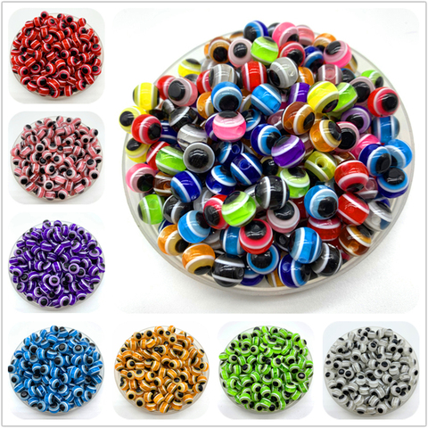 6mm 8mm 10mm Round Spacer Beads Evil Eye Beads Stripe Resin Spacer Beads For Jewelry Making DIY Bracelet Necklace Charms ► Photo 1/6