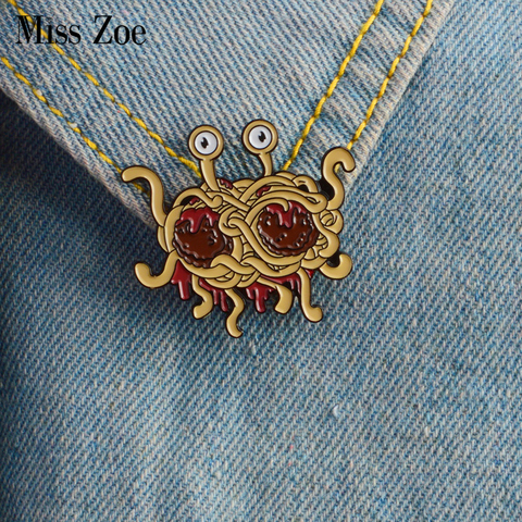 Pastafarianism enamel pin Flying Spaghetti Monsterism badge brooch FSM icons Denim Jeans shirt bag Funny Pin Gift for friends ► Photo 1/6