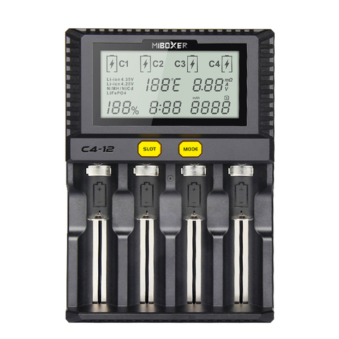 Miboxer 4Slots 3A/slot LCD Screen Battery Charger for Li-ion/Ni-MH/Ni-Cd/LiFePO4 18650 14500 26650 AAA AA rechargeable batteries ► Photo 1/6