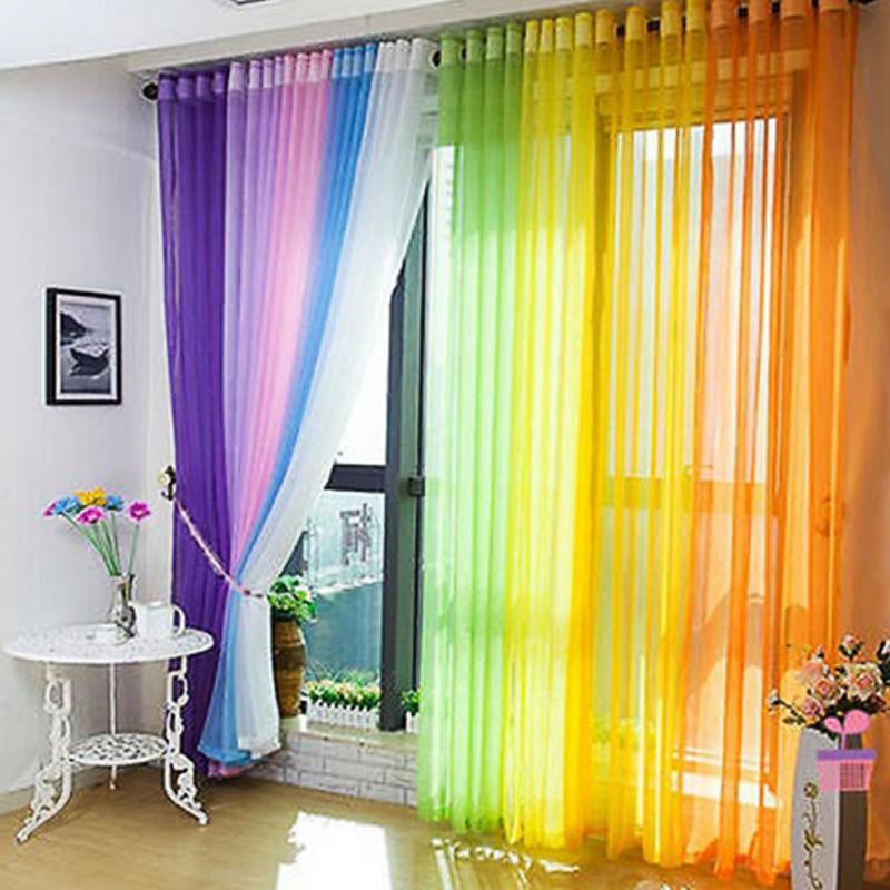 Curtains/Drape/Panel/Scarf Panel Voile Assorted Solid Curtain Color Window Sheer 