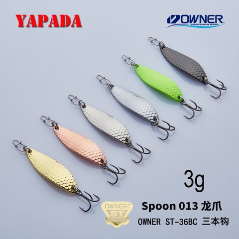 YAPADA Spoon 013 Loong Claw strengthen Treble Hook 3g/5g 38-45mm Multicolor Zinc alloy Metal Spoon Feather Fishing Lures Bass ► Photo 1/6
