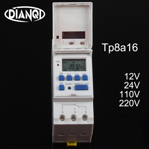 Tp8a16 Timer switch din rail Mount digital weekly programmable electronic microcomputer 220V 110V30A 12V 24V 48V bell ring relay ► Photo 1/6