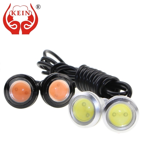 KEIN 2PCS 18mm 23mm Eagle Eye DRL car LED daytime running light modified chassis license plate Parking lamp car styling white ► Photo 1/6