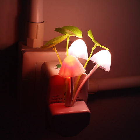 Novelty US & EU Plug Led Induction Sensor Control Bedroom color changing Night Lights Dream Mushroom Fungus 3 LEDs Lamp ► Photo 1/6