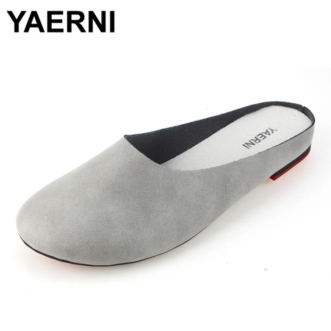 YAERNI Summer Slides Women Genuine Leather Flat Shoes Soft Outsole Casual Handmade Flower Women Sandals Moccasins female 2310 ► Photo 1/1