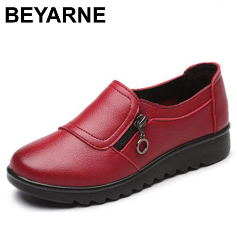BEYARNE new arrival women flats fashion ballet flats genuine leather shoes woman moccasins slip-on shoes sapatos femininos ► Photo 1/6