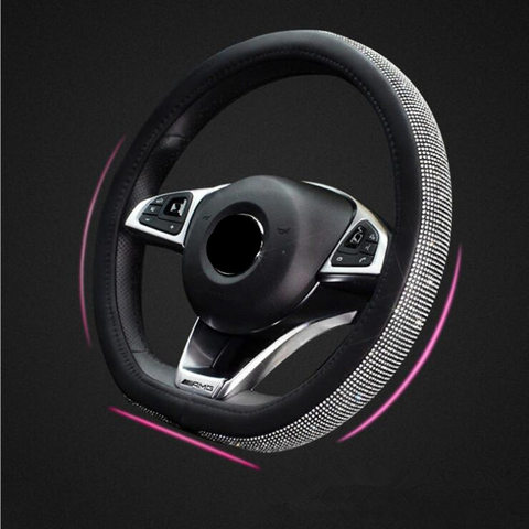 D shape Car Leather Steering Wheel Covers Cap Steering Wheel Crystal For VW GOLF 7 2015 POLO JATTA Interior Accessories ► Photo 1/3
