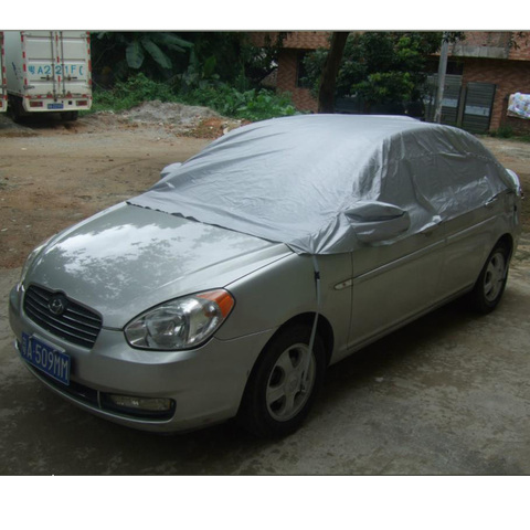 Car Cover Prevent Heat Cold Sun Rain Snow Half Auto Cover For Saloon Hatchback Pickup PVC Coating Cover L XL Optional ► Photo 1/5